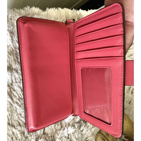 ✨ Authentic COACH Crossgrain Leather Wristlet Wallet Large Pink - Picture 4 of 5